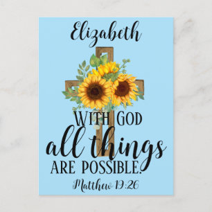Floral Scripture All Things Possible Sunflowers Po Postcard