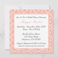 Floral Scroll Bridal Shower Invitation (Peach)