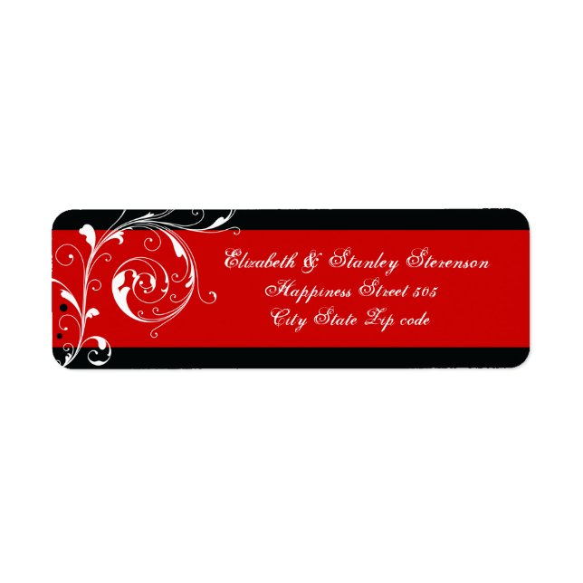 Floral scroll leaf black, red wedding (Front)