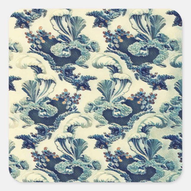 Floral Scroll Vintage Leaf Pattern Square Sticker (Front)