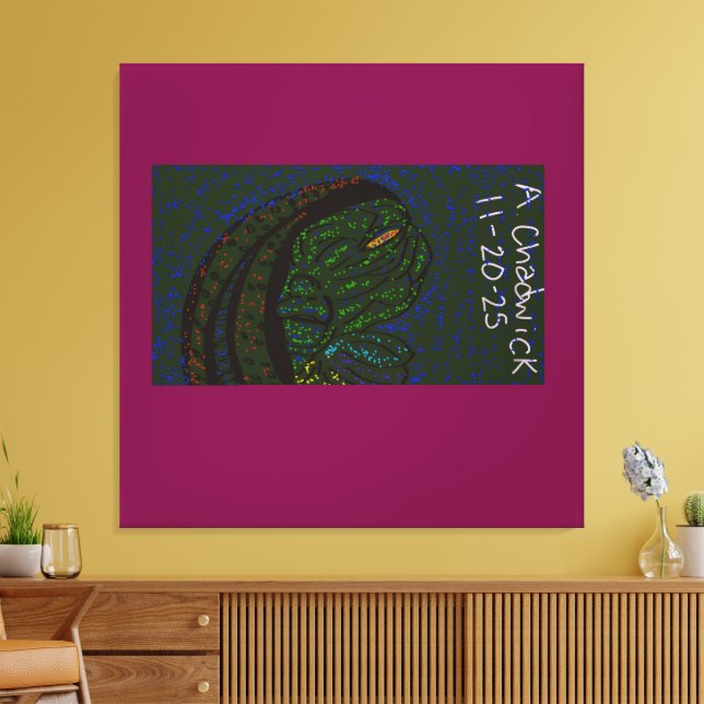 Floral Sea Monster Canvas Print (Insitu(LivingRoom))