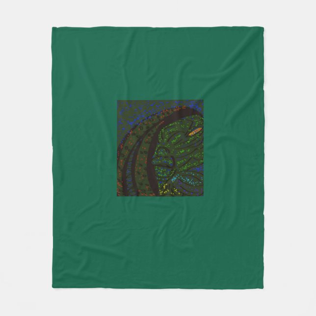 Floral Sea Monster Fleece Blanket (Front)