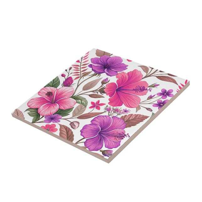 floral sea, shower curtain tile (Side)