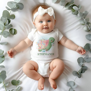 Floral Sea Turtle Baby Shower Bodysuit