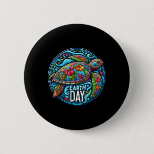 Floral Sea Turtle Earth Day Planet Art Animal Love 6 Cm Round Badge