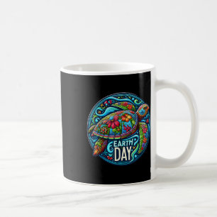 Floral Sea Turtle Earth Day Planet Art Animal Love Coffee Mug