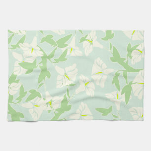 Floral Seafoam Green And White Dish towel