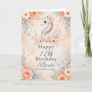 Floral Seahorse Birthday Card