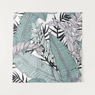 Floral seamless leaves pattern with tropical plant tapestry