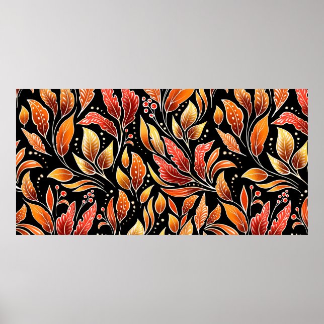 Floral seamless pattern. Autumn background with go Poster (Front)