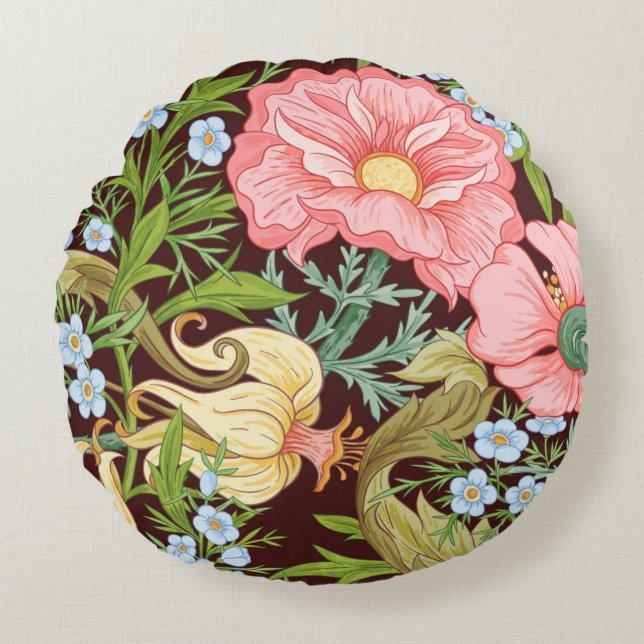 Floral Seamless pattern, background with In art no Round Cushion (Front)