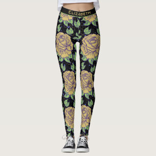 Floral seamless pattern big bloom personalised nam leggings
