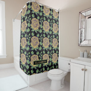 Floral seamless pattern big bloom personalised nam shower curtain
