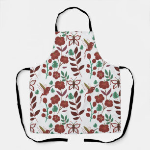 Floral seamless pattern birds and butterflies apron