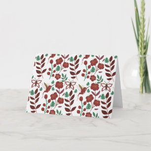Floral seamless pattern birds and butterflies card