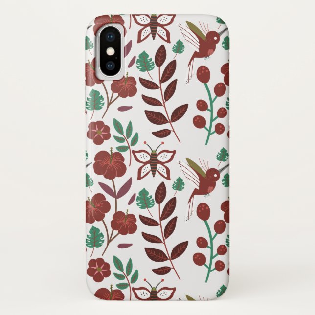Floral seamless pattern birds and butterflies Case-Mate iPhone case (Back)