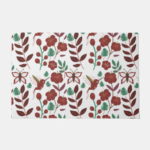 Floral seamless pattern birds and butterflies doormat
