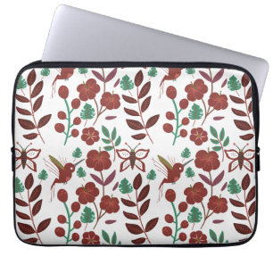Floral seamless pattern birds and butterflies laptop sleeve