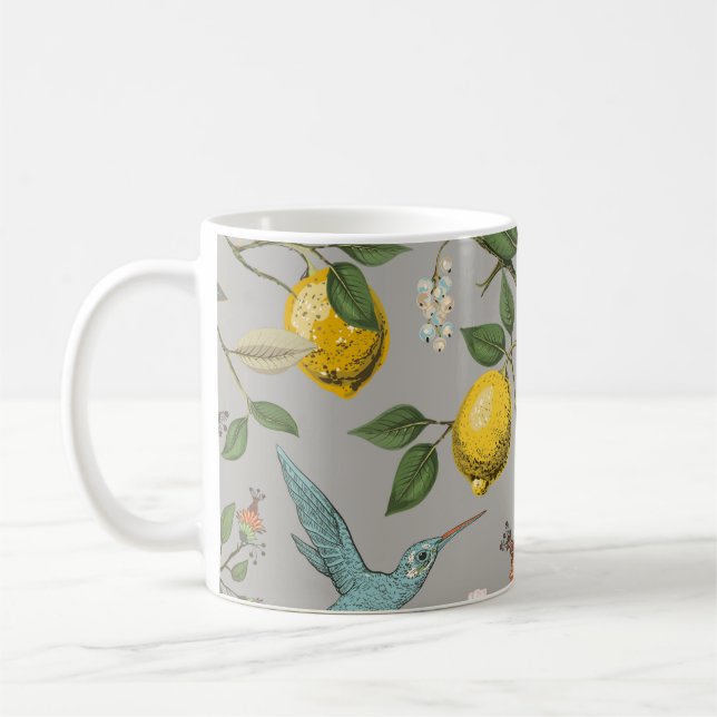Floral seamless pattern. Botanical wallpaper. Plan Coffee Mug (Left)