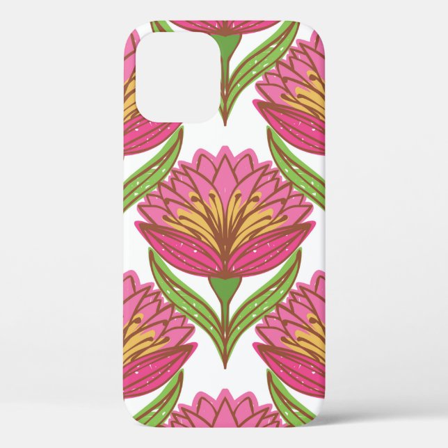 Floral seamless pattern. Bright red flowers on whi Case-Mate iPhone Case (Back)