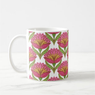 Floral seamless pattern. Bright red flowers on whi Coffee Mug