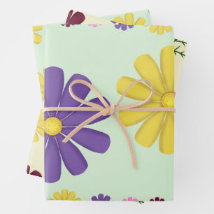 Floral seamless pattern. Burgundy, pink, purple an Wrapping Paper Sheet