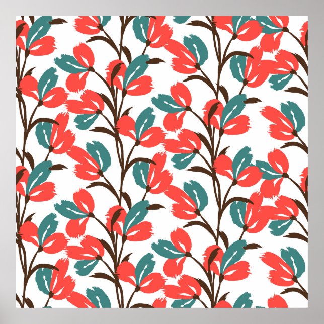 Floral seamless pattern. Cute floral background. P Poster (Front)