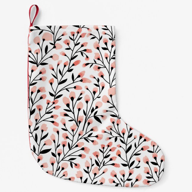 Floral seamless pattern design. Branch with small  Christmas Stocking (Front)