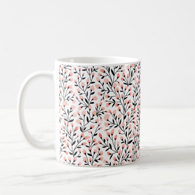 Floral seamless pattern design. Branch with small  Coffee Mug (Left)