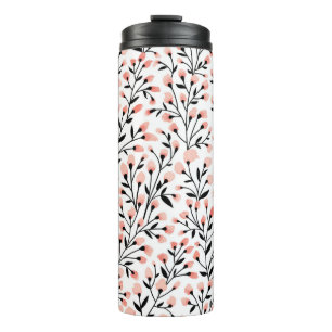 Floral seamless pattern design. Branch with small Thermal Tumbler