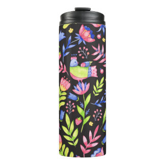 Floral seamless pattern design. Spring flowers and Thermal Tumbler