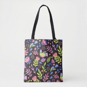 Floral seamless pattern design. Spring flowers and Tote Bag