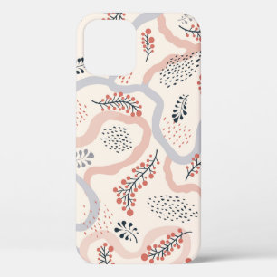 Floral seamless pattern. Flower artistic drawn bac iPhone 12 Case