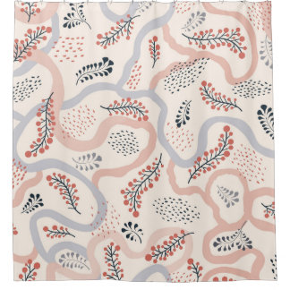 Floral seamless pattern. Flower artistic drawn bac Shower Curtain