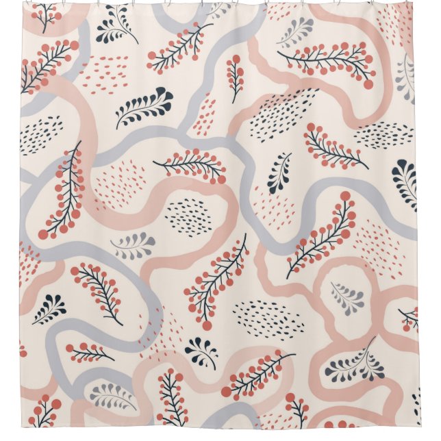 Floral seamless pattern. Flower artistic drawn bac Shower Curtain (Front)