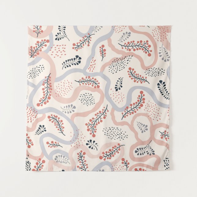 Floral seamless pattern. Flower artistic drawn bac Tapestry (Front)