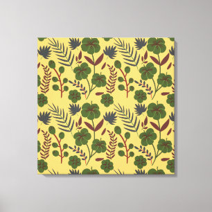 Floral seamless pattern flowers and butterflies canvas print