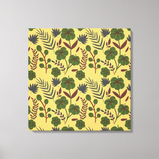 Floral seamless pattern flowers and butterflies canvas print (Front)