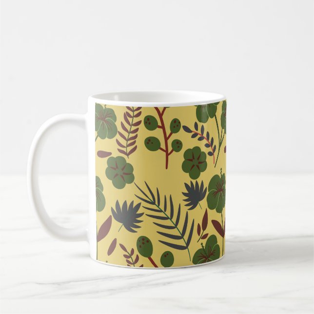 Floral seamless pattern flowers and butterflies coffee mug (Left)