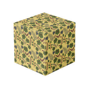 Floral seamless pattern flowers and butterflies cube