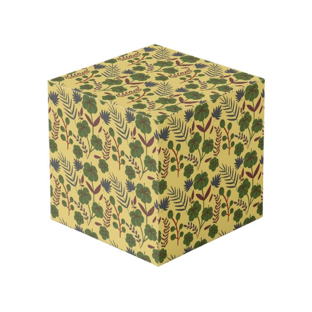 Floral seamless pattern flowers and butterflies cube (Front Angled)