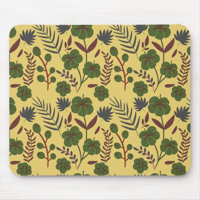 Floral seamless pattern flowers and butterflies mouse mat (Front)