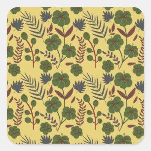 Floral seamless pattern flowers and butterflies square sticker