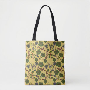 Floral seamless pattern flowers and butterflies tote bag