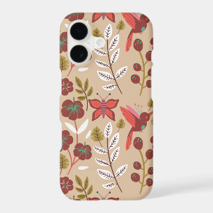 Floral seamless pattern flowers, birds, butterfly