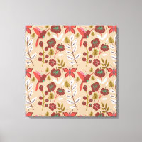 Floral seamless pattern flowers, birds, butterfly