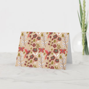 Floral seamless pattern flowers, birds, butterfly card