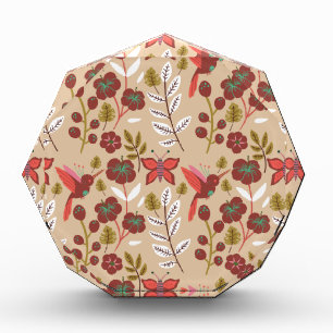 Floral seamless pattern flowers, birds, butterfly photo block