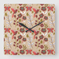 Floral seamless pattern flowers, birds, butterfly