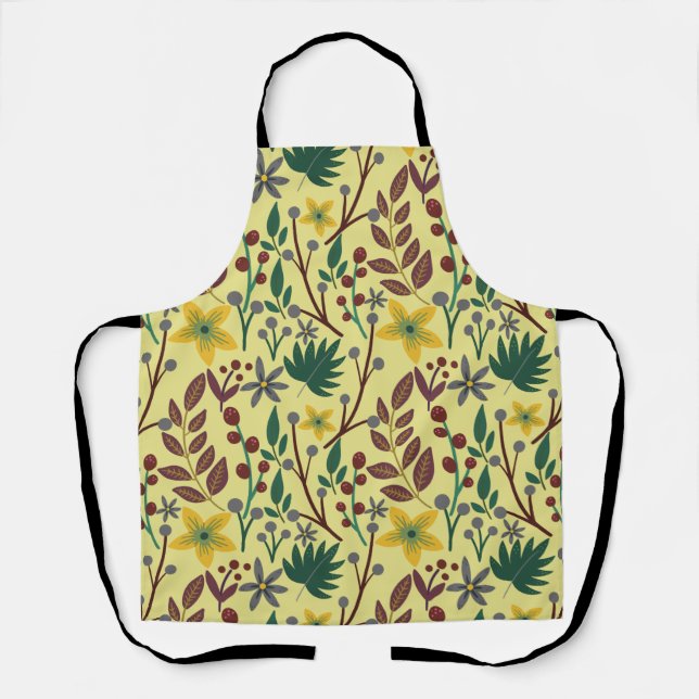 Floral seamless pattern flowers, leaves, branches apron (Front)